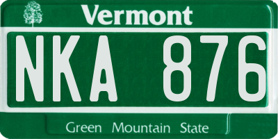 VT license plate NKA876