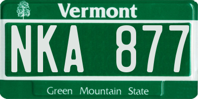 VT license plate NKA877