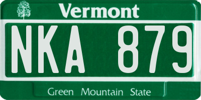 VT license plate NKA879