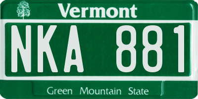 VT license plate NKA881