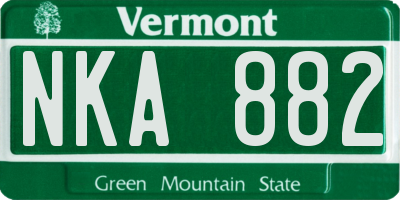 VT license plate NKA882