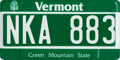 VT license plate NKA883