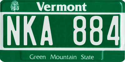 VT license plate NKA884