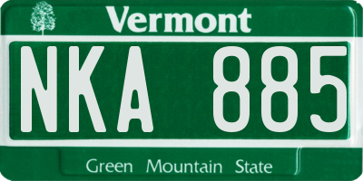 VT license plate NKA885