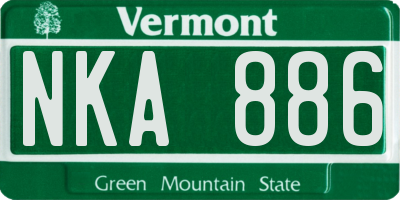 VT license plate NKA886