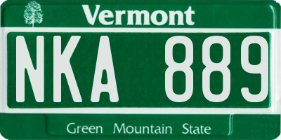 VT license plate NKA889