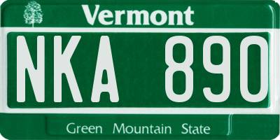 VT license plate NKA890