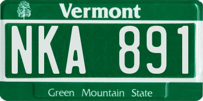 VT license plate NKA891