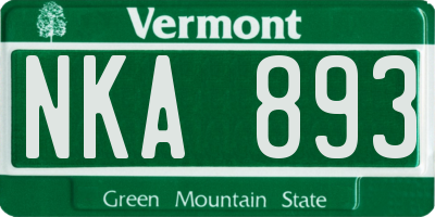 VT license plate NKA893