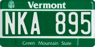 VT license plate NKA895