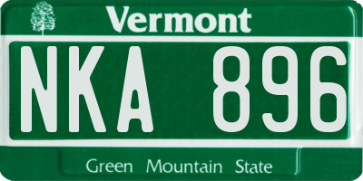 VT license plate NKA896