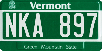 VT license plate NKA897