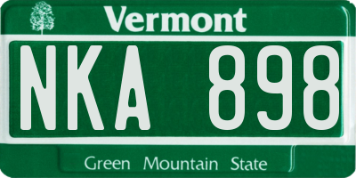 VT license plate NKA898