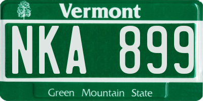 VT license plate NKA899
