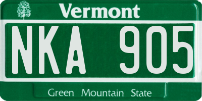 VT license plate NKA905