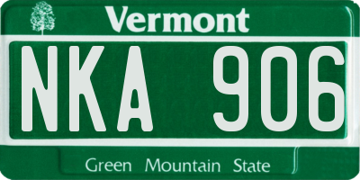 VT license plate NKA906