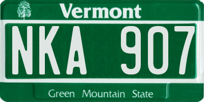 VT license plate NKA907