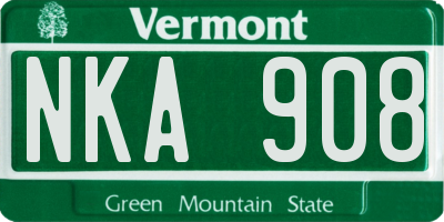 VT license plate NKA908