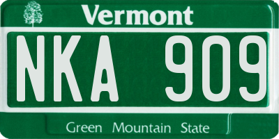 VT license plate NKA909