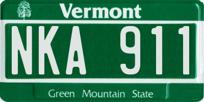 VT license plate NKA911