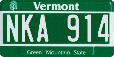 VT license plate NKA914