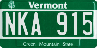VT license plate NKA915