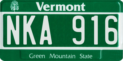 VT license plate NKA916