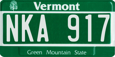 VT license plate NKA917