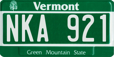 VT license plate NKA921