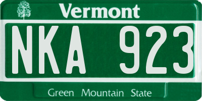VT license plate NKA923