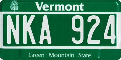 VT license plate NKA924