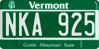 VT license plate NKA925