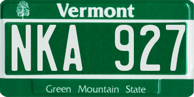 VT license plate NKA927