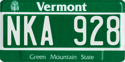 VT license plate NKA928