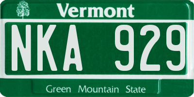 VT license plate NKA929
