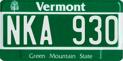 VT license plate NKA930