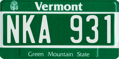 VT license plate NKA931