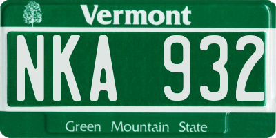 VT license plate NKA932