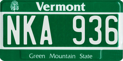 VT license plate NKA936