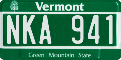 VT license plate NKA941