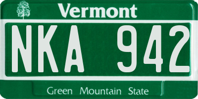 VT license plate NKA942