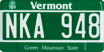 VT license plate NKA948