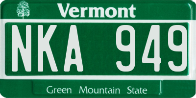 VT license plate NKA949