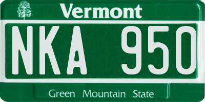 VT license plate NKA950