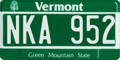 VT license plate NKA952