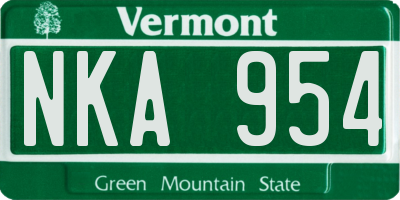 VT license plate NKA954