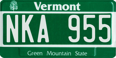 VT license plate NKA955