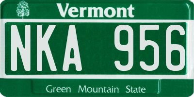 VT license plate NKA956