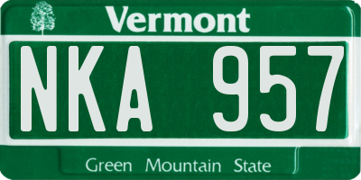 VT license plate NKA957