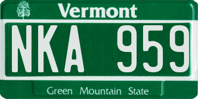 VT license plate NKA959
